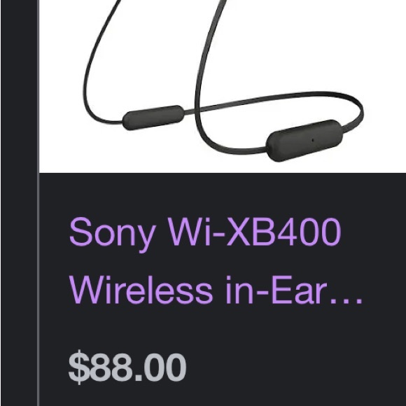 Sony Wi-XB400 Wireless in-Ear Extra Bass Headphones Black. Open Box never use - Picture 2 of 3